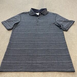 Lululemon Polo Shirt Mens M Blue Gray Striped Performance Golf Athletic Stretch